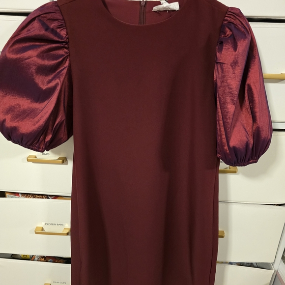 THML Dresses & Skirts - THML Burgundy Puff Sleeve Shift Dress